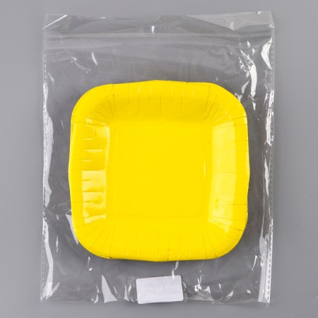 A plate disposable paper square "yellow", square, 16.5x16.5 cm-4