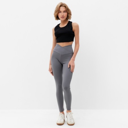 Pants (leggings) Sports female with textured elastic minaku color graphite, river 42-1