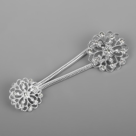 Decorative fastener "Circle", 9.5 × 3 cm, silver color