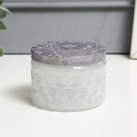 Bank for candles glass with a lid "Sot" white matte 5x7x7 cm, mix-1