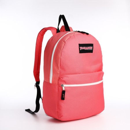 A backpack with a zipper, external pocket, pink color-2
