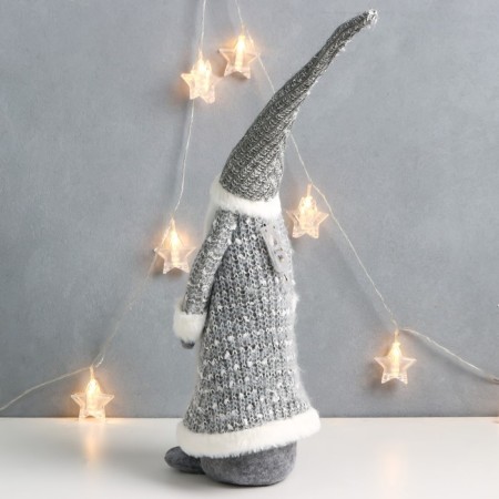 Interior light doll "Grandfather Frost in gray caftan, holds an asterisk" 60x16x13 cm-4