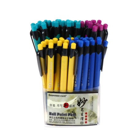 Ballic handle, automatic, line 1.0 mm, blue rod, with a rubber holder, MIX case (barcode on a piece)-4