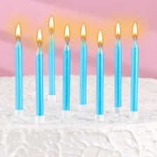 Set of candles for the Manhattan cake, 9 cm, 8 pcs, 24 minutes, blue metallic