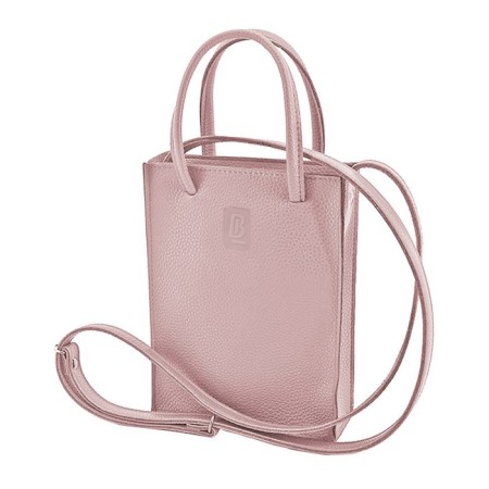 Bag women, genuine leather, pink 20x15x5 cm