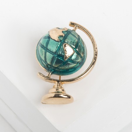 Brooch "School" Globe, sea color in gold