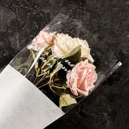 Packet stoop for flowers, with non -woven material, 26+7x37 cm, white-1