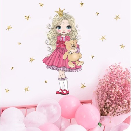 Sticking plastic interior color "Baby in a crown with a teddy bear" 30x90 cm