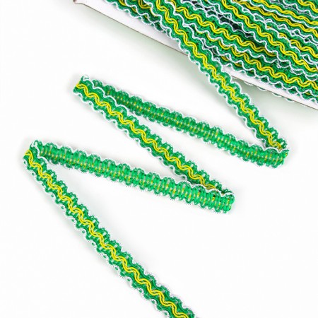 Braid white-green-yellow, width 1.2 cm, in packaging 50 m-1