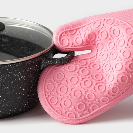 Mitten for hot with the cuff "Profi", silicone 29.5 × 18 × 1.5 cm, color mix-5
