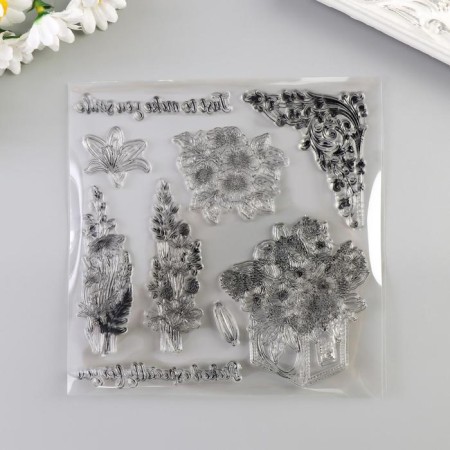 Stamp for creativity Silicon "Bouquets of wildflowers" 15x15 cm-2