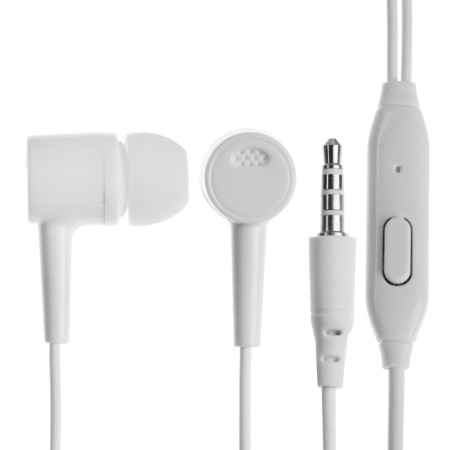 Headphones D21, wired, vacuum, microphone, 1 m, jack 3.5 mm, white