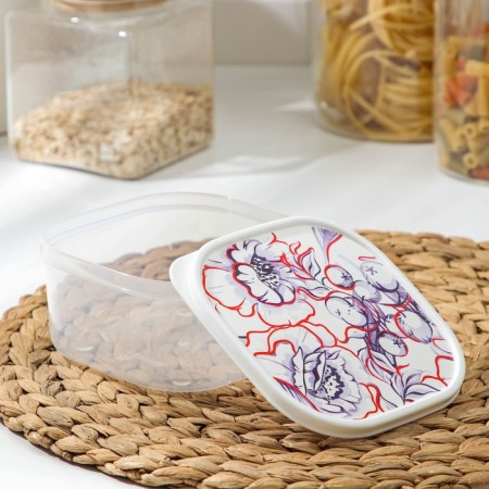 Container of the food shares "Gzhel", 700 ml, square, white color-1
