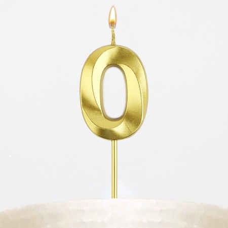Candle figure for the cake "0", gold, 2.5 x 8 cm.-6
