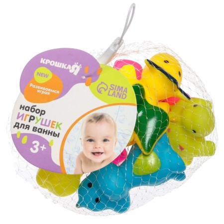 A set of rubber toys for the bath "Dinosaurs", 6 pcs, crush me-8