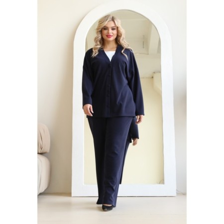 Women's costume: cardigan, trousers, size 50, black color-10