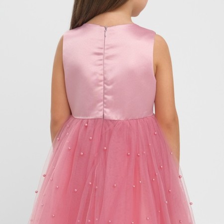 Children's dress with beads kaftan p. 36 (134-140 cm), pink-16