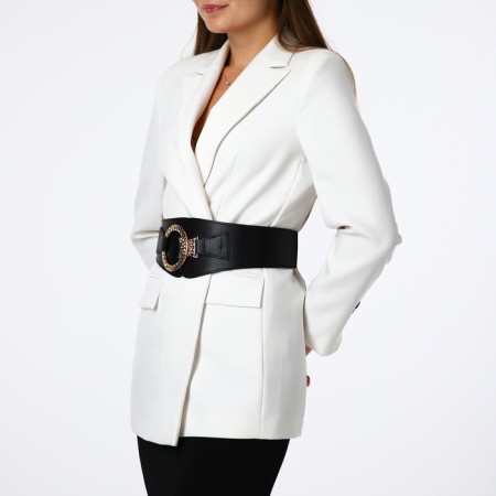 Women's belt, width 10 cm, black color-1