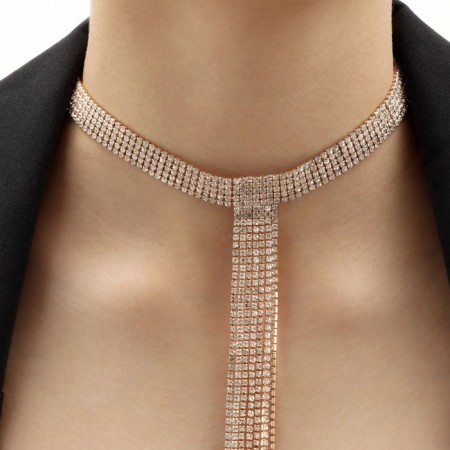 Set 2 objects: earrings, necklace "ice" path, white gold, 30 cm-2