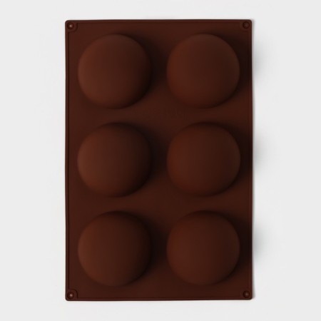The form for baking is the “figure. Hemisphere ”, silicone, 27 × 18 × 3.5 cm, 6 cells (7x7x3.5 cm), color mix-3