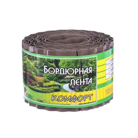 Border tape, 0.1 × 9 m, thickness 0.6 mm, plastic, corrugation, dark brown, Greengo-7