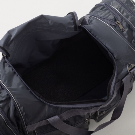 Road bag on a zipper, with an increase, 4 outer pockets, a long belt, the color is gray-3
