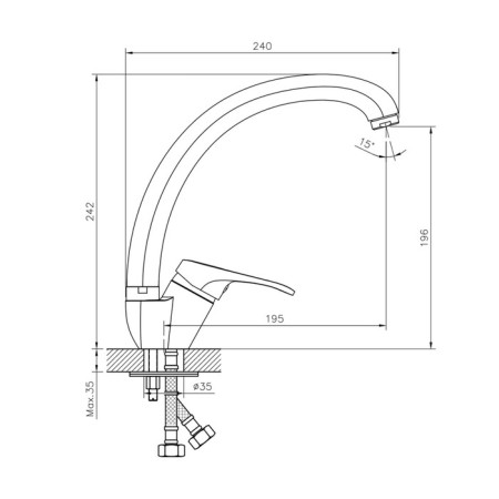 Decoroom DR21021 kitchen mixer, single -leaf, pour length 195 mm, chrome-1