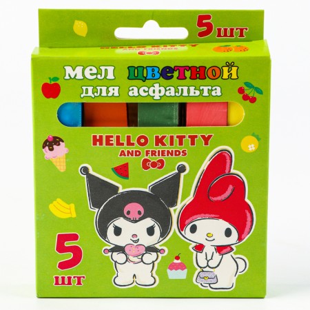 Мел цветной «Kuromif and My Melody», для асфальта, 5 шт., в картонной упаковке с европодвесом-1