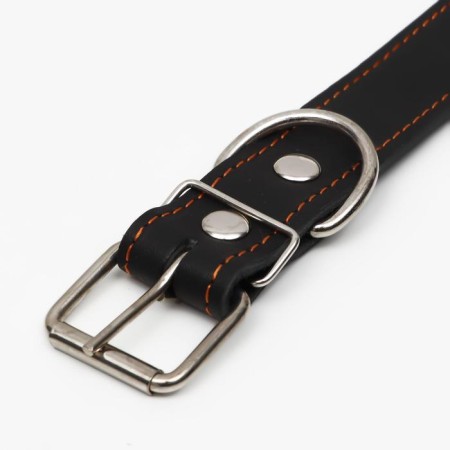 Leather collar on synthetic winterizer, 70 x 3.5 cm, Osh 45-60 cm, black-3
