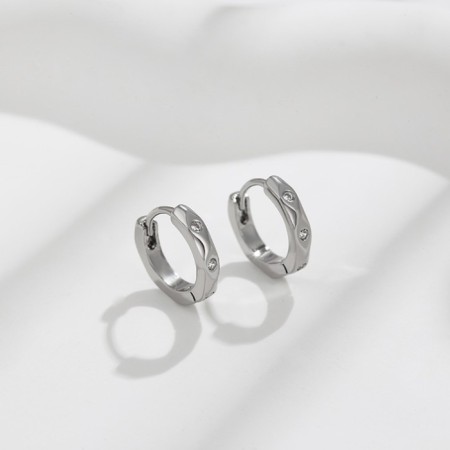 Cooping earrings Xuping Mini, D = 1.3 cm, white color in silver-1