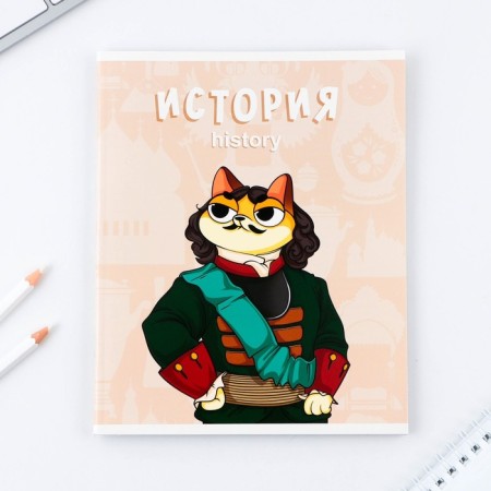 An objective notebook 48 sheets, A5, Cat, with reference materials “September 1: History”, cover coated cardboard 230 gr., Inner block in a cage 80 gr., White is 96%, block No. 1.-6