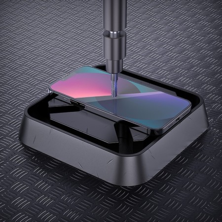 Hoco A26 Protective Glass, for the iPhone 13 Pro Max, with a protective mesh for a microphone, a black frame-7