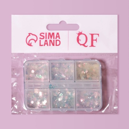 Sequins for decor, 6 cells, multi -sized, multi -colored-2