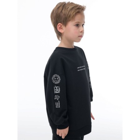 Sweatshirt for boys, height 122 cm, black color-1