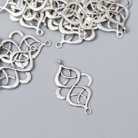 Connector for creativity Metal 2 Ears "pattern" silver G065B387 2.7x1.7 cm