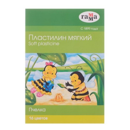 Plasticine soft (wax) 16 colors of 196 g of "bee", with a stack, cardboard packaging 280030n