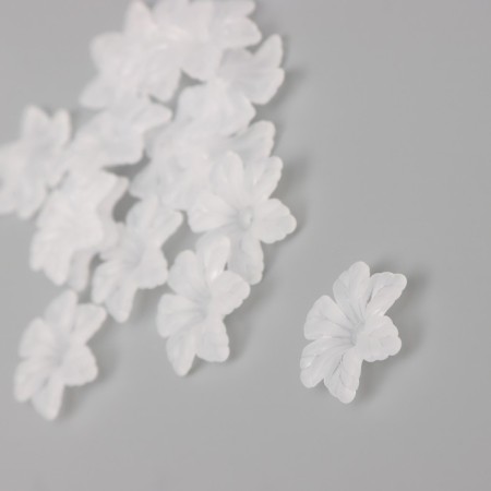 Beads for creativity plastic "Six -line white matte flower" set 40 pcs 2.1x2.1 cm-1