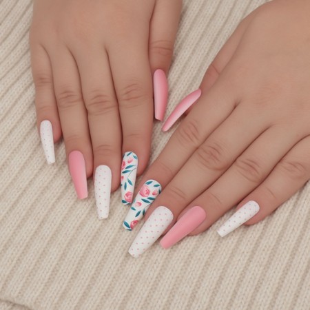 Follow nails "Light mood", 12 pcs, with adhesive plates, ballerina shape, multi -colored-8