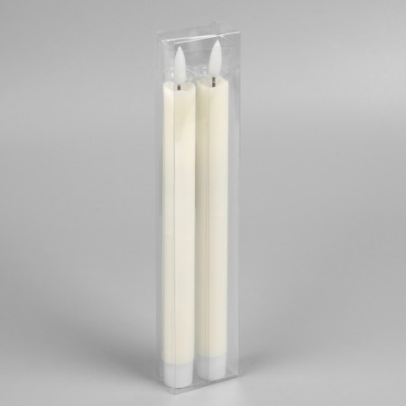 A set of LED candles, white, 2 × 25 × 2 cm, plastic, wax, batteries AAAX2 (not in the kit), glow warm white, 2 pcs.-3