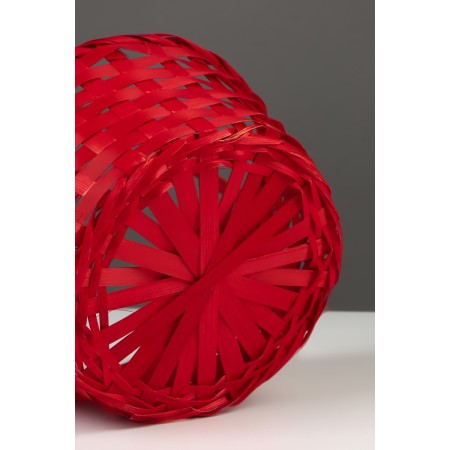 Wicker basket 20 x 20 x 9 cm, handle h = 25 cm, red-6
