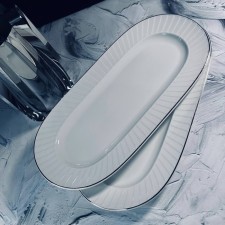 Set of dishes Lenardi Marzipan Grey, oval, length 35.5 cm, 2 pcs