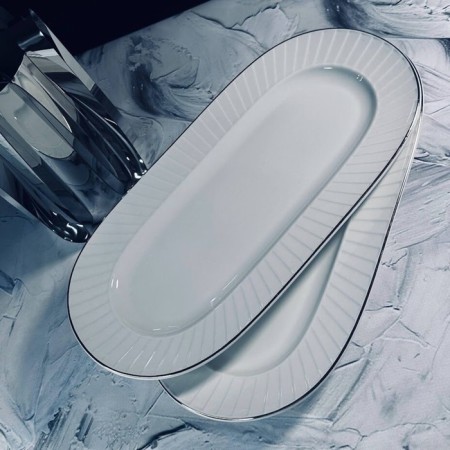 Set of dishes Lenardi Marzipan Grey, oval, length 35.5 cm, 2 pcs