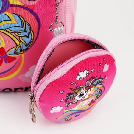 Baby backpack on a zipper, with a wallet, pink color-5