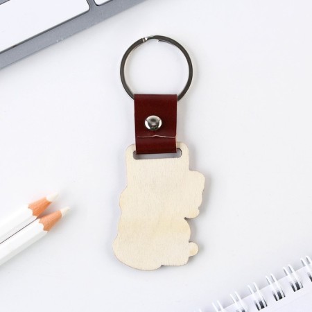 Key keychain wooden "cat", 7 x 3.6 cm-4