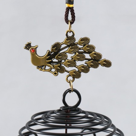 Wind Music Metal "Peacock and Leafers" 5 bells for bronze 46 cm-1