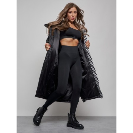 Coat insulated winter female, size 50, black color-12