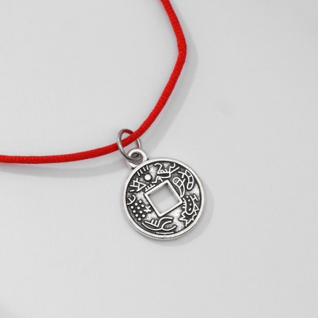 Bracelet-reinforcing "red thread" monetary, color black silver, d = 8 cm-3