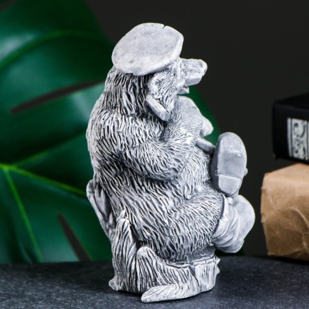 Figure "Bear in a cap with a balalaika" Gray, 14cm-1