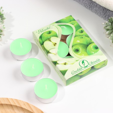 A set of tea candles aromatic "apple", 3.8x1.6 cm, 3.5 hours, 12 g, 6 pieces