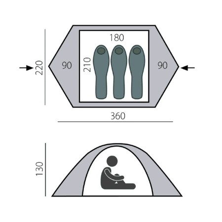BTRACE Solid 3 tent, two-layer, 3-seater, green color-2
